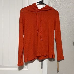 Orange cropped hoodie shirt